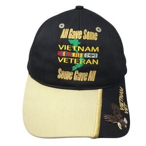 Vietnam Veteran Strapback Baseball Cap Black One Size Adjustable Embroidered JWM